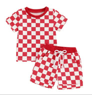 Red and white all over checkered set