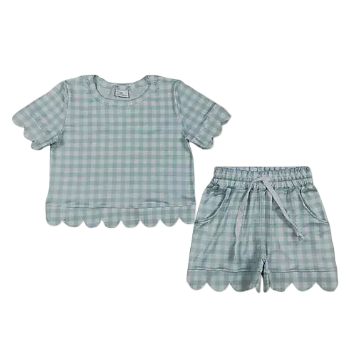 Green Gingham Cotton Summer Set