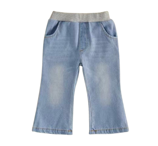 Light wash denim flares