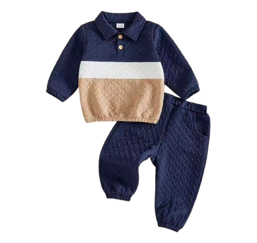 Navy colour block track set