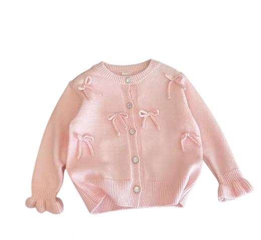 Pink bow knitted cardigan