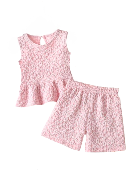Pink and white short set